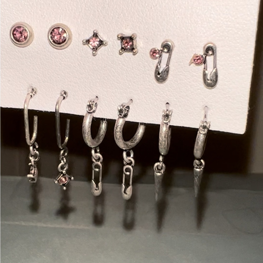 FREE PEOPLE Earrings 6 Pairs Silver - Picture 6 of 9